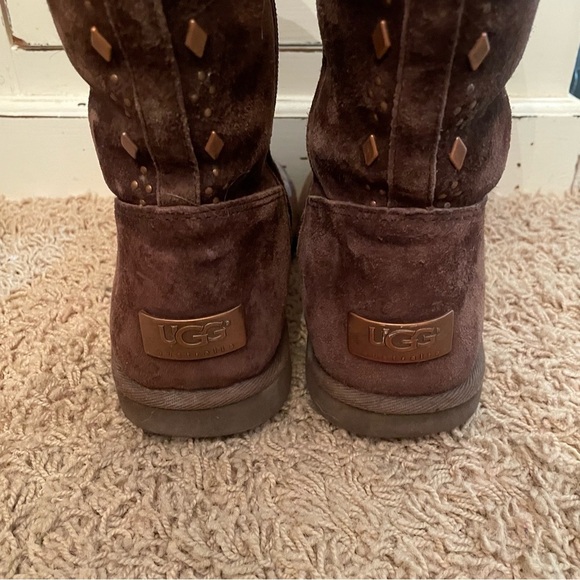 Ugg Australia Joplin Tall Boot Studded Brown Suede Side Zip Size 6 Snow Winter - Picture 9 of 13